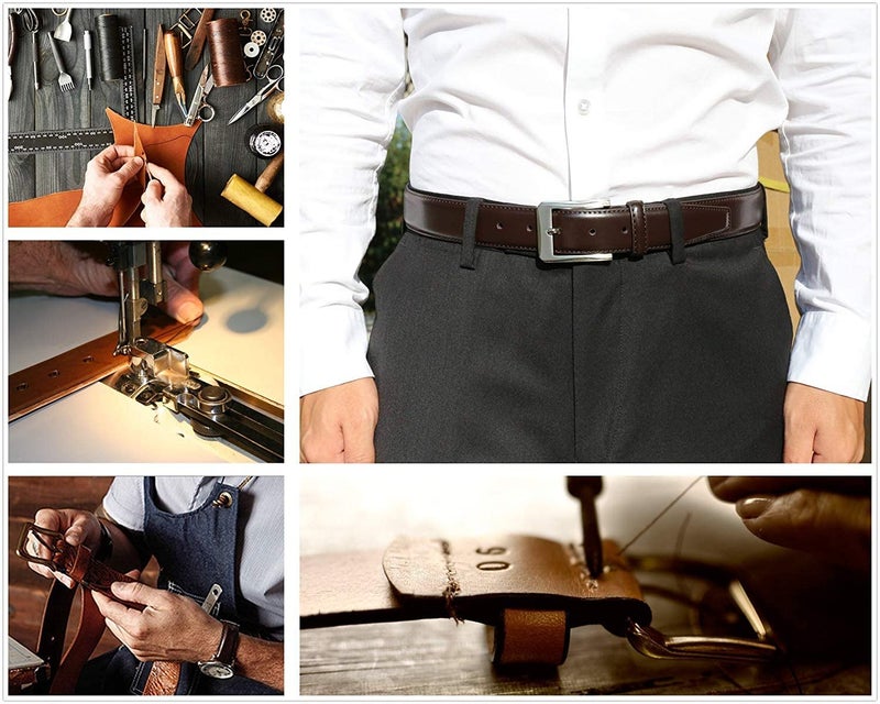 KM Legend Men's Genuine Leather Dress Belt with Premium Quality - Classic & Fashion Design for Work Business and Casual (Brown, 36) - Image 2